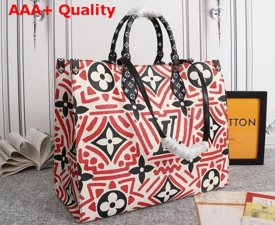 LV Crafty Onthego GM Tote Bag Creme Rouge Monogram Giant Coated Canvas M45358 Replica