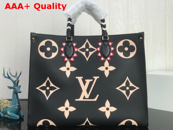 LV Crafty Onthego GM Tote Bag in Noir Embossed Leather M45373 Replica