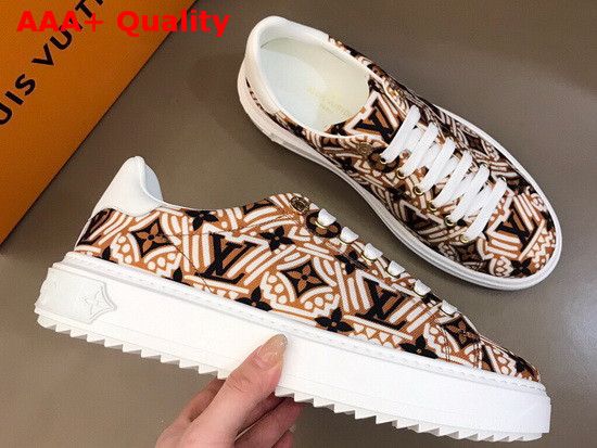 LV Crafty Stellar Sneaker Cognac Brown Printed Nylon Replica