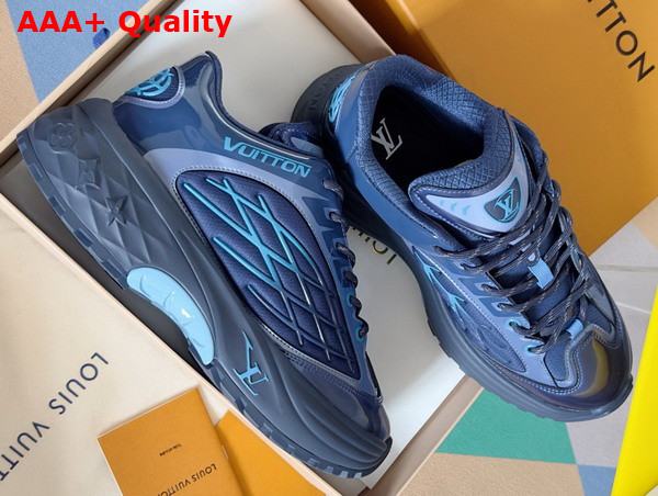 LV Discovery Lace Up in Blue Mix of Materials Replica