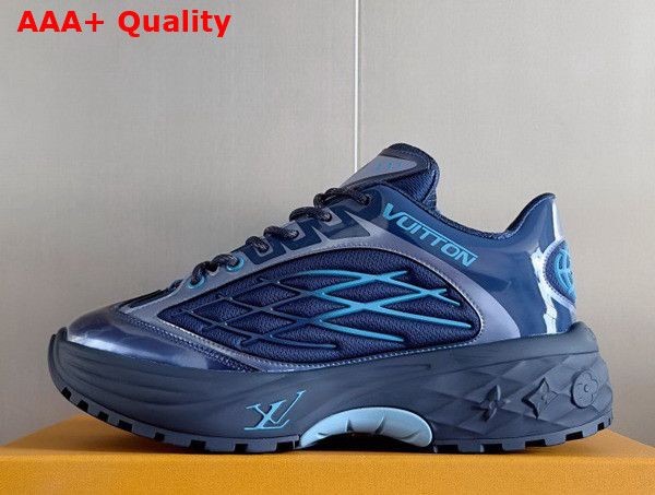 LV Discovery Lace Up in Blue Mix of Materials Replica