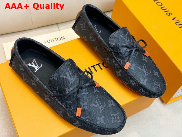 LV Driver Mocassin in Monogram Eclipse Grained Calf Leather 1AAF38 Replica