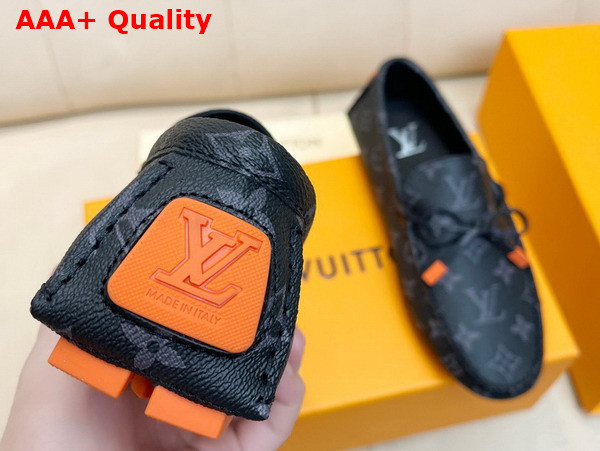 LV Driver Mocassin in Monogram Eclipse Grained Calf Leather 1AAF38 Replica