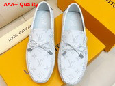 LV Driver Mocassin in White Monogram Grained Calf Leather 1AAF46 Replica