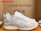 LV Drop 300 Sneaker in Beige Nylon and Suede Calf Leather 1AKP36 Replica