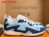 LV Drop 300 Sneaker in Blue Nylon and Suede Calf Leather 1AKP2N Replica
