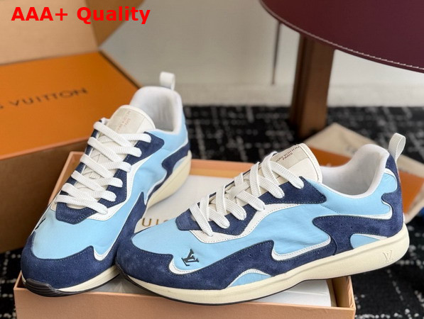 LV Drop 300 Sneaker in Blue Nylon and Suede Calf Leather 1AKP2N Replica