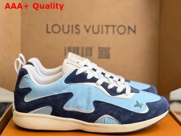 LV Drop 300 Sneaker in Blue Nylon and Suede Calf Leather 1AKP2N Replica