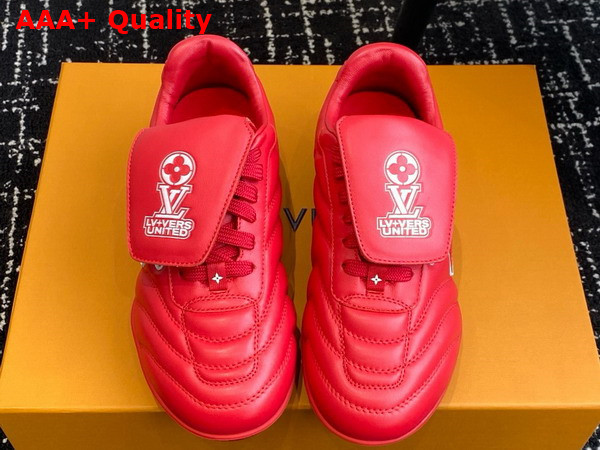 LV Footprint Soccer Sneaker in Red Plain Calf Leather 1AHDOR Replica