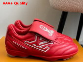 LV Footprint Soccer Sneaker in Red Plain Calf Leather 1AHDOR Replica