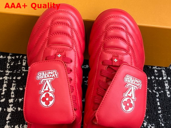 LV Footprint Soccer Sneaker in Red Plain Calf Leather 1AHDOR Replica