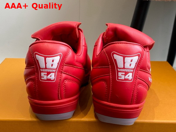LV Footprint Soccer Sneaker in Red Plain Calf Leather 1AHDOR Replica
