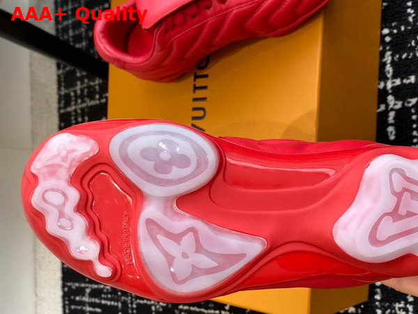 LV Footprint Soccer Sneaker in Red Plain Calf Leather 1AHDOR Replica