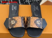 LV Frame Flat Mule Cacao Patent Monogram and Monogram Reverse Canvas 1ACXGA Replica