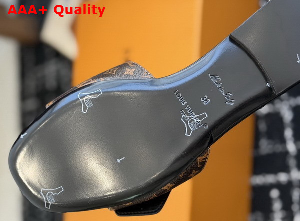 LV Frame Flat Mule Cacao Patent Monogram and Monogram Reverse Canvas 1ACXGA Replica