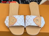 LV Frame Flat Mule Dune Beige Patent Monogram Canvas 1AHMSB Replica