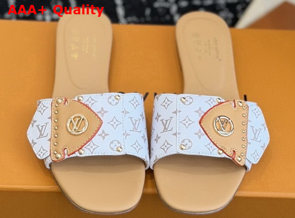 LV Frame Flat Mule Dune Beige Patent Monogram Canvas 1AHMSB Replica
