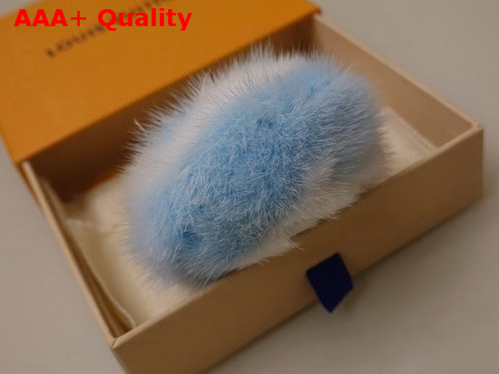 LV Fur Bag Charm and Key Holder in Light Blue Mink Fur M69563 Replica
