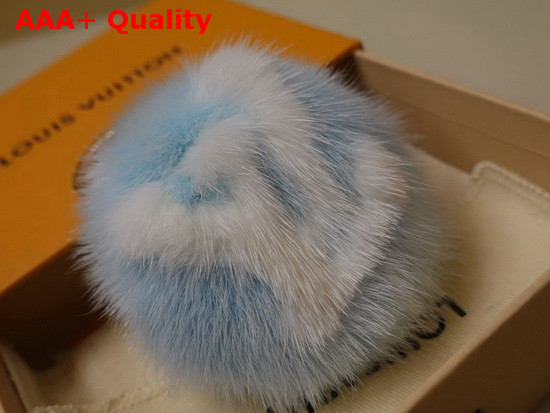 LV Fur Bag Charm and Key Holder in Light Blue Mink Fur M69563 Replica