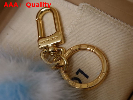 LV Fur Bag Charm and Key Holder in Light Blue Mink Fur M69563 Replica