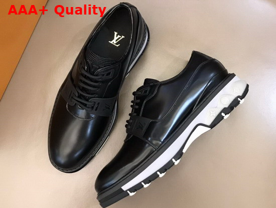 LV Fusion Derby Black Glazed Calf Leather with White Outsole Replica