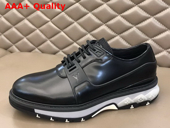 LV Fusion Derby Black Glazed Calf Leather with White Outsole Replica