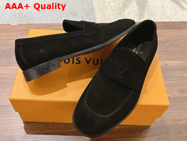 LV Glove Loafer in Black Suede Calf Leather 1AD6X2 Replica