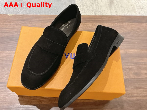 LV Glove Loafer in Black Suede Calf Leather 1AD6X2 Replica