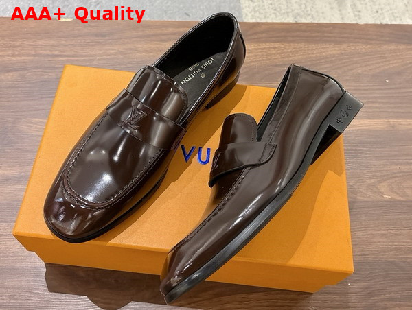 LV Glove Loafer in Moka Brown Glazed Calfskin Replica