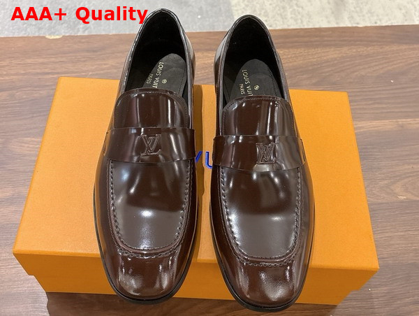 LV Glove Loafer in Moka Brown Glazed Calfskin Replica