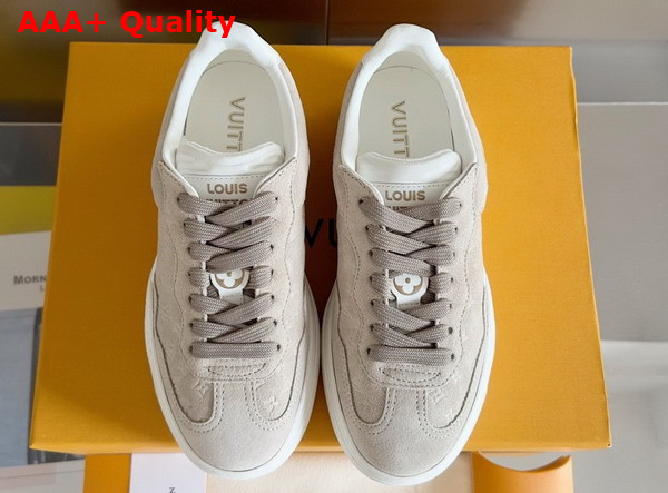 LV Groovy Platform Sneaker in Beige Monogram Debossed Suede Calf Leather 1ACHHG Replica