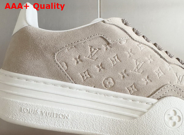 LV Groovy Platform Sneaker in Beige Monogram Debossed Suede Calf Leather 1ACHHG Replica