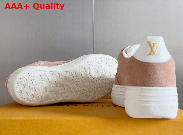 LV Groovy Platform Sneaker in Rose Clair Monogram Debossed Suede Calf Leather 1ACHIS Replica