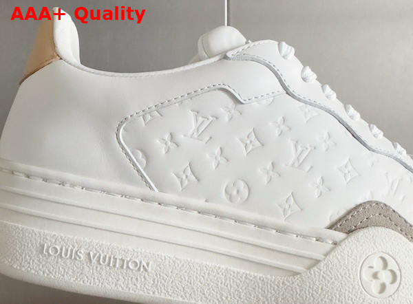LV Groovy Platform Sneaker in White Monogram Debossed Calf Leather 1ACHGK Replica