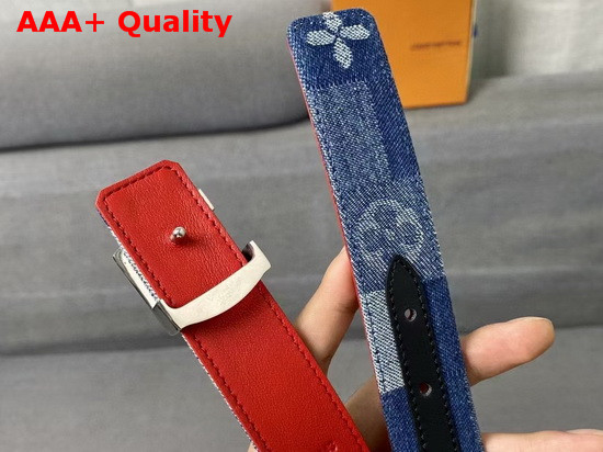 LV Iconic 30mm Belt Denim Blue Denim Patchwork M0243W Replica