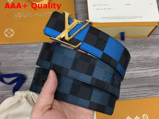 LV Initiales 40 mm Reversible Belt Blue Damier Graphite Canvas and Calf Leather M0319V Replica