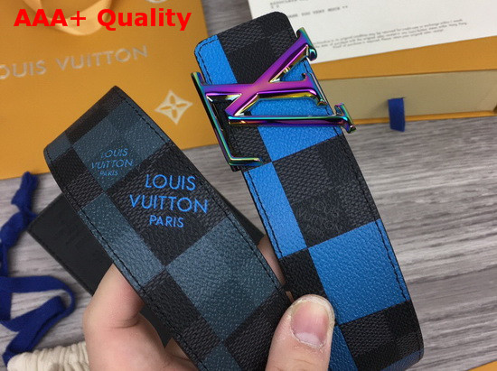 LV Initiales 40 mm Reversible Belt Blue Damier Graphite Canvas and Calf Leather M0319V Replica