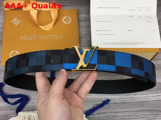 LV Initiales 40 mm Reversible Belt Blue Damier Graphite Canvas and Calf Leather M0319V Replica