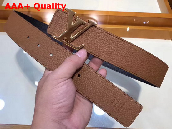 LV Initiales 40 mm Reversible Belt in Tan and Black Grained Calfskin Replica