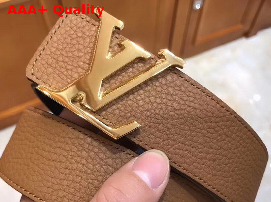 LV Initiales 40 mm Reversible Belt in Tan and Black Grained Calfskin Replica