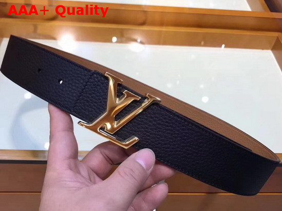 LV Initiales 40 mm Reversible Belt in Tan and Black Grained Calfskin Replica