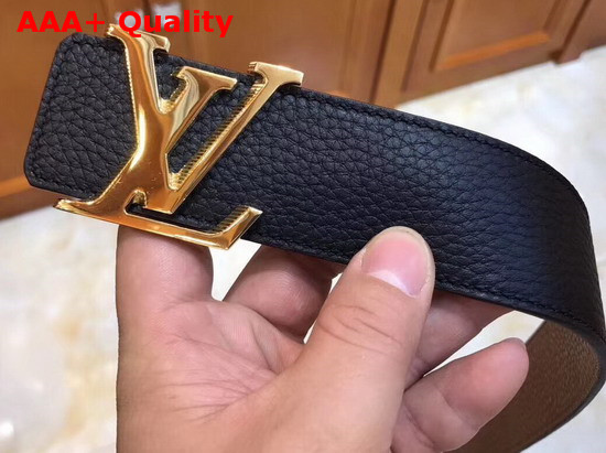 LV Initiales 40 mm Reversible Belt in Tan and Black Grained Calfskin Replica