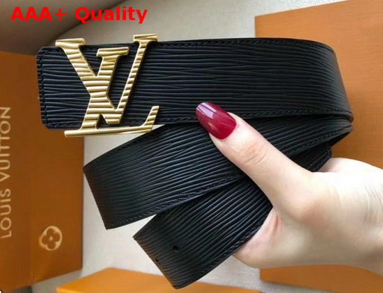 LV Initiales 40mm Belt Black Epi Calf Leather Gold Buckle with a Tonal Epi Motif Replica