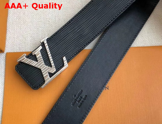 LV Initiales 40mm Belt Black Epi Calf Leather Silver Buckle with a Tonal Epi Motif Replica