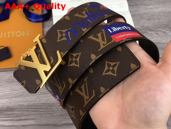 LV Initiales 40mm Belt Brown Monogram Canvas and Black Plain Calf Leather Printed Stickers M0161T Replica