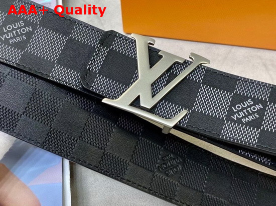 LV Initiales 40mm Reversible Belt Black Grey Metallic Damier Infini Leather M0107V Replica