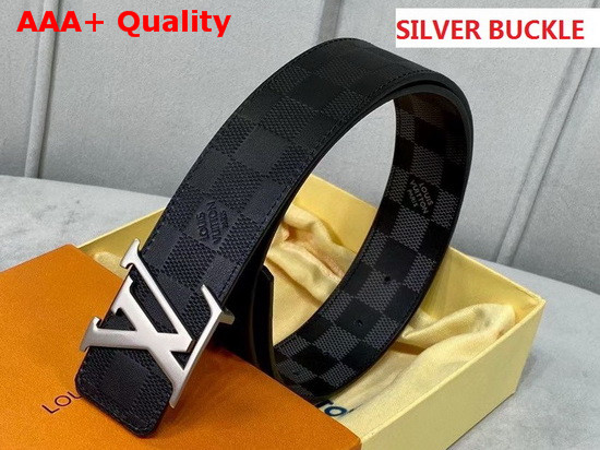 LV Initiales 40mm Reversible Belt Black Grey Metallic Damier Infini Leather M0107V Replica