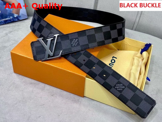 LV Initiales 40mm Reversible Belt Black Grey Metallic Damier Infini Leather M0107V Replica