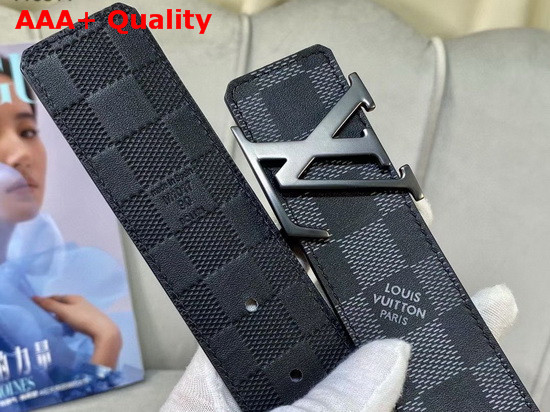 LV Initiales 40mm Reversible Belt Black Grey Metallic Damier Infini Leather M0107V Replica