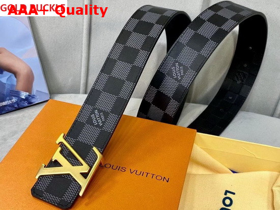 LV Initiales 40mm Reversible Belt Black Grey Metallic Damier Infini Leather M0107V Replica